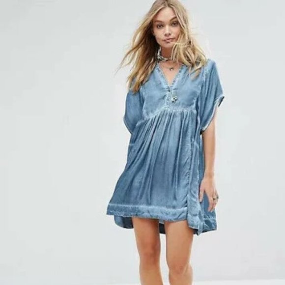 Free People Dresses & Skirts - Free People Blue Rowan Boho Dress.  SZ S